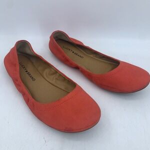 Lucky Brand Womens 9 Emmie Leather Ballet Flats Minimalist Summer Slip On Boho